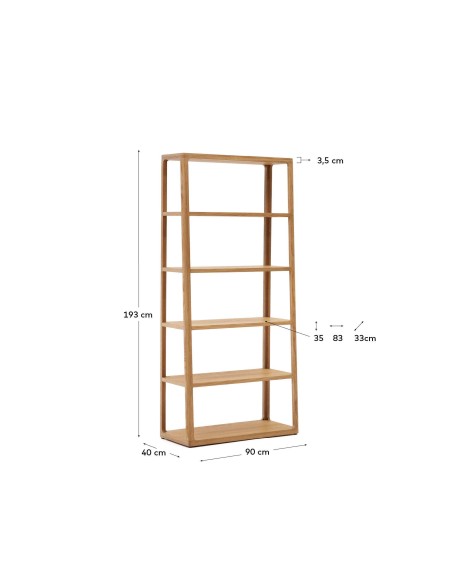 Estantería Maymai, madera roble 90x193 cm - Kave Home. M0600012MM90
