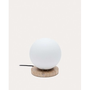 Lámpara de mesa Malachi de cristal glaseado y piedra de travertino - Kave Home-L0300056PR10. Producto de estilo Rústico