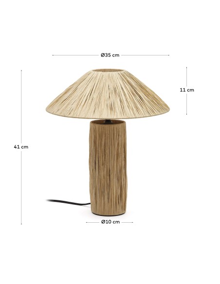 Lámpara de mesa Samse de rafia natural - Kave Home. L0300029FN46