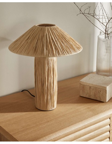 Lámpara de mesa Samse de rafia natural - Kave Home. L0300029FN46