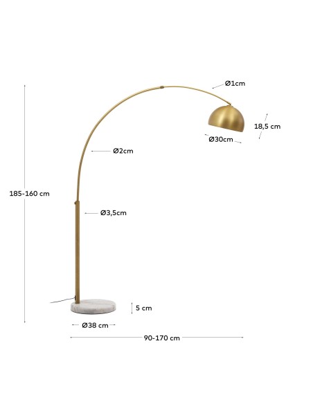 Lámpara de pie Madali, latón, mármol blanco - Kave Home. L0200003RR83
