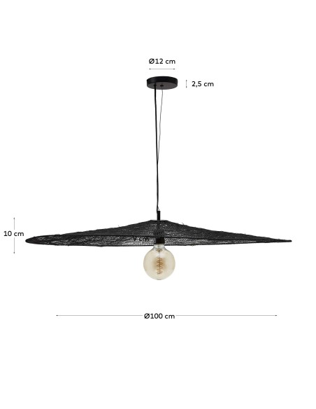 Lámpara de techo Makai, metal negro Ø 100 cm - Kave Home. L0100035RR01