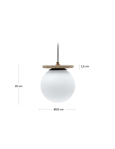 Lámpara techo Malachi, cristal glaseado, piedra Kave Home-L0100038PR10