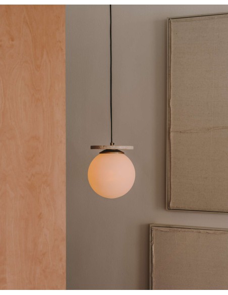 Lámpara techo Malachi, cristal glaseado, piedra Kave Home-L0100038PR10