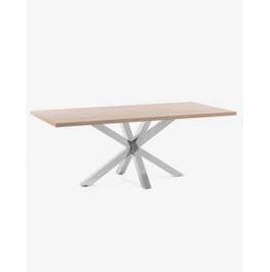 Mesa Argo 160 x 100 cm melamina acabado natural patas de acero inoxidable - Kave Home-CC1309M46. Producto de estilo Moderno