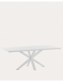 Mesa Argo 180 x 100 cm melamina acabado blanco patas de acero acabado blanco - Kave Home