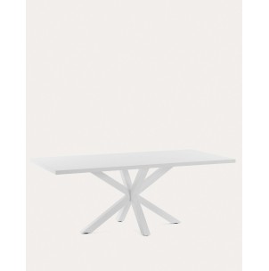 Mesa Argo 180 x 100 cm melamina acabado blanco patas de acero acabado blanco - Kave Home-C361L05. Producto de estilo Moderno