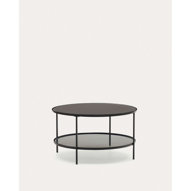 Mesa centro Gilda, cristal, metal negro Ø80cm - Kave Home-T0600001CC01