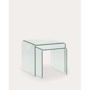 Set Burano de 2 mesas auxiliares nido de cristal - Kave Home-506009TRA. Producto de estilo Moderno