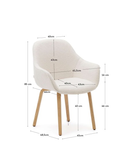 Silla Aleli, borreguito blanco, fresno natural Kave Home. C0100008HI39