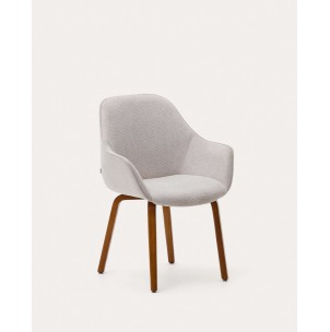 Silla Aleli, chenilla beige, fresno nogal - Kave Home. C01000116BF12