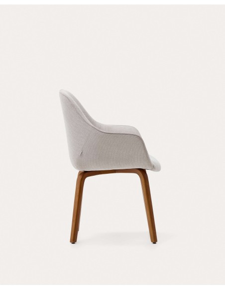 Silla Aleli, chenilla beige, fresno nogal - Kave Home. C01000116BF12