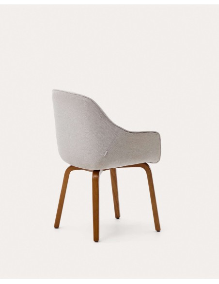 Silla Aleli, chenilla beige, fresno nogal - Kave Home. C01000116BF12