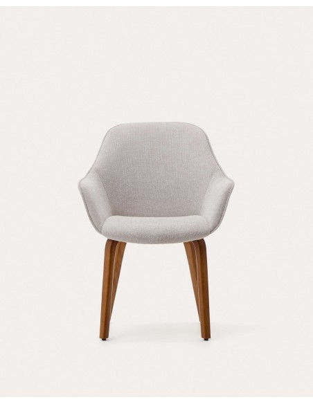 Silla Aleli, chenilla beige, fresno nogal - Kave Home. C01000116BF12