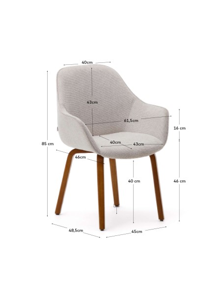 Silla Aleli, chenilla beige, fresno nogal - Kave Home. C01000116BF12