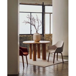 Silla Aleli, chenilla beige, fresno nogal - Kave Home. C01000116BF12 2