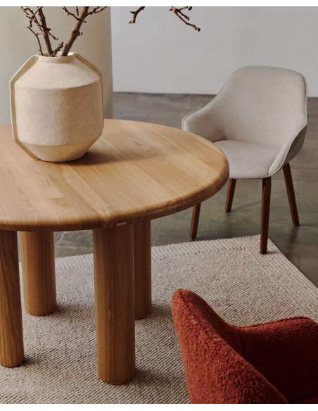 Silla Aleli, chenilla beige, fresno nogal - Kave Home. C01000116BF12