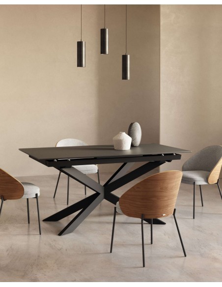 Silla Eamy gris claro, fresno natural, metal - Kave Home. C0100003HE12