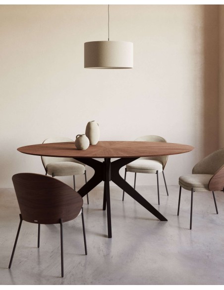 Silla Eamy marrón claro, fresno wengué, metal - Kave Home C0100003HE03