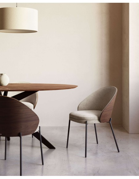 Silla Eamy marrón claro, fresno wengué, metal - Kave Home C0100003HE03