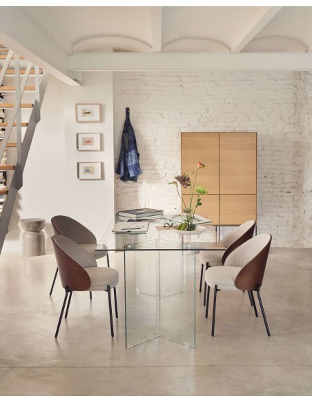 Silla Eamy marrón claro, fresno wengué, metal - Kave Home C0100003HE03