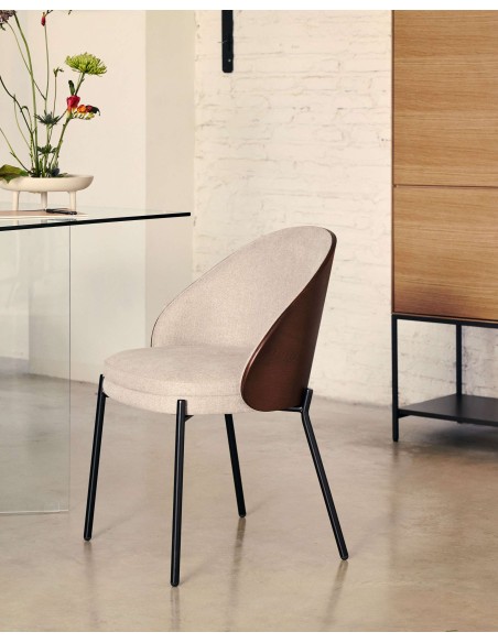 Silla Eamy marrón claro, fresno wengué, metal - Kave Home C0100003HE03