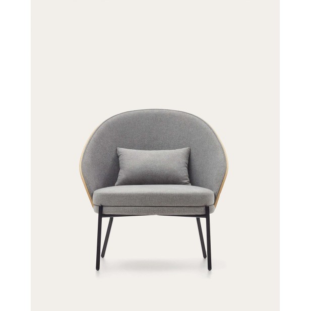 Sillón Eamy gris claro, fresno natural, metal - Kave Home S0900001HE12 Sillón Eamy gris claro, fresno natural, metal - Kave Home S0900001HE12
