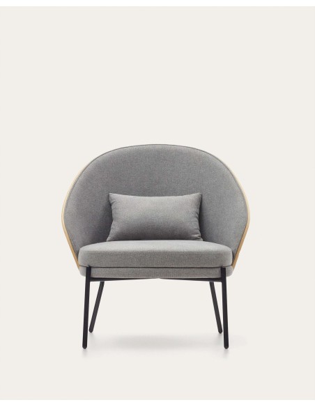 Sillón Eamy gris claro, fresno natural, metal - Kave Home S0900001HE12
