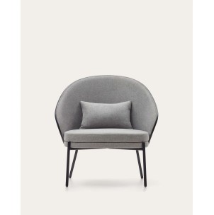 Sillón Eamy gris claro, fresno / metal negro - Kave Home. S0900002HE12
