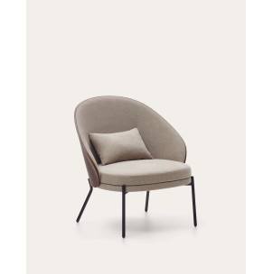 Sillón Eamy marrón claro chapado en fresno con acabado wengué y metal con acabado negro - Kave Home-S0900001HE03. Producto de estilo Moderno
