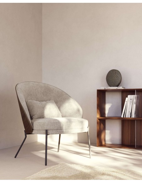 Sillón Eamy marrón claro, fresno wengué, metal Kave Home S0900001HE03