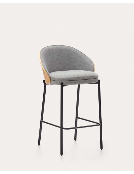 Taburete Eamy gris claro, fresno natural 65cm - Kave Home C0600053HE12