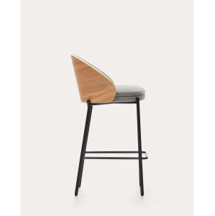 Taburete Eamy gris claro, fresno natural 65cm - Kave Home C0600053HE12 2