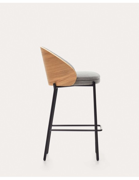 Taburete Eamy gris claro, fresno natural 65cm - Kave Home C0600053HE12