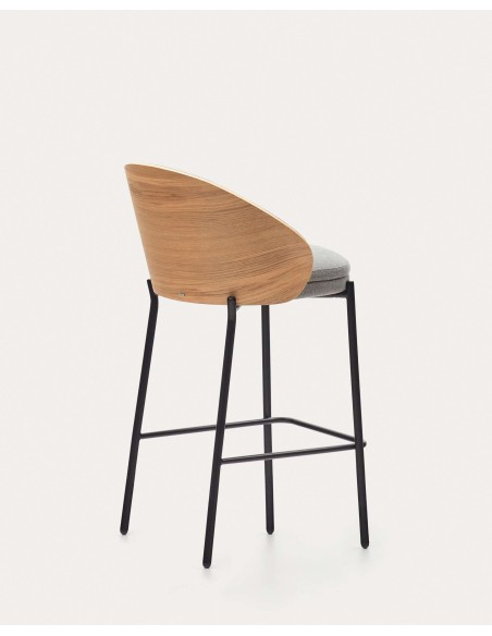 Taburete Eamy gris claro, fresno natural 65cm - Kave Home C0600053HE12