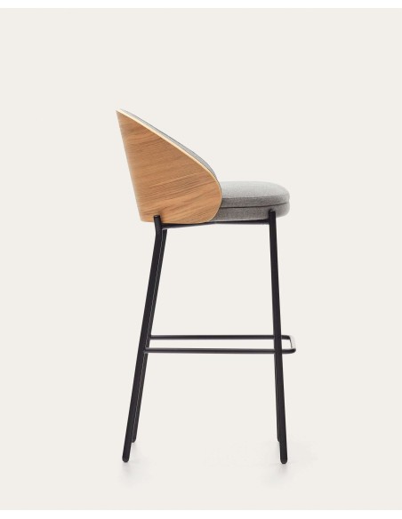 Taburete Eamy gris claro, fresno natural 77cm - Kave Home C0600001HE12