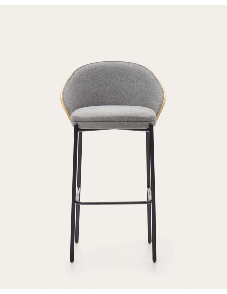 Taburete Eamy gris claro, fresno natural 77cm - Kave Home C0600001HE12