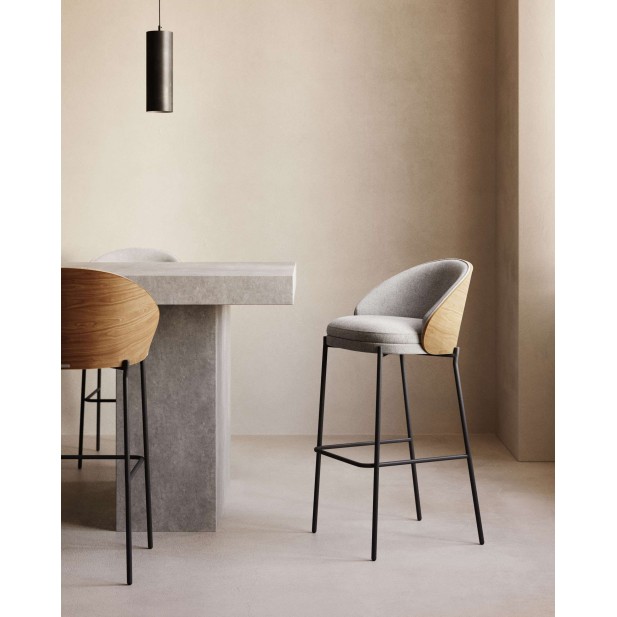 Taburete Eamy gris claro, fresno natural 77cm - Kave Home C0600001HE12 Taburete Eamy gris claro, fresno natural 77cm - Kave Home C0600001HE12