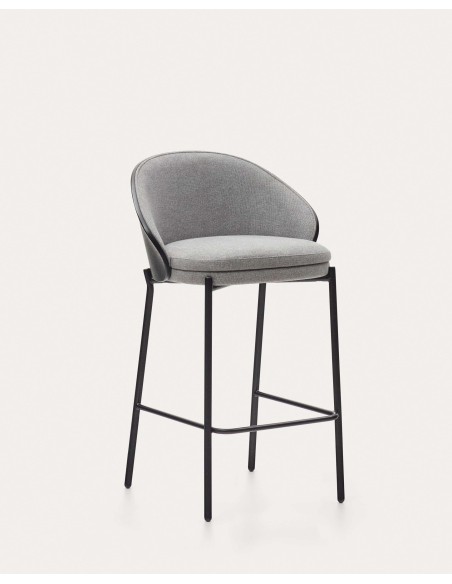 Taburete Eamy gris claro, fresno negro 65 cm - Kave Home. C0600055HE12