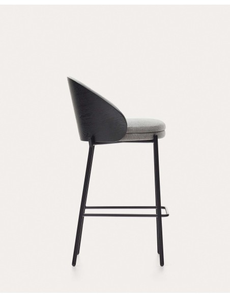 Taburete Eamy gris claro, fresno negro 65 cm - Kave Home. C0600055HE12