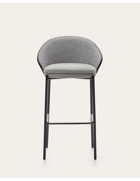 Taburete Eamy gris claro, fresno negro, 77cm - Kave Home. C0600002HE12