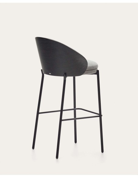Taburete Eamy gris claro, fresno negro, 77cm - Kave Home. C0600002HE12