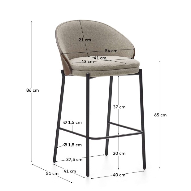 Taburete Eamy marrón claro, fresno wengué 65cm Kave Home. C0600054HE11 Taburete Eamy marrón claro, fresno wengué 65cm Kave Home. C0600054HE11