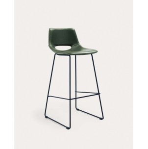 Taburete Zahara piel sintética verde y acero con acabado negro altura 76 cm - Kave Home-CC0912U06. Productos de estilo Moderno, solo en Vackart.