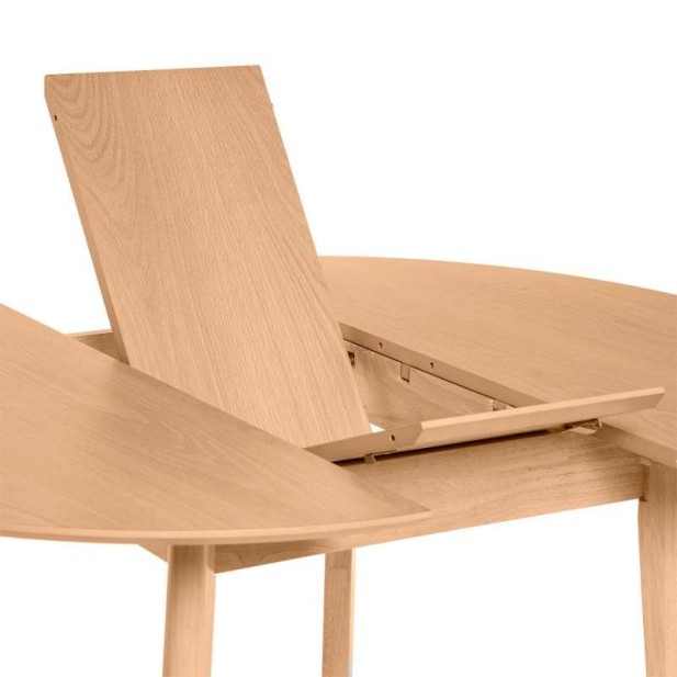 Mesa Extensible HAL Ø100 (100x130) cm, DM / Madera Natural - Vackart. Mesa Extensible HAL Ø100 (100x130) cm, DM / Madera Natural - Vackart.