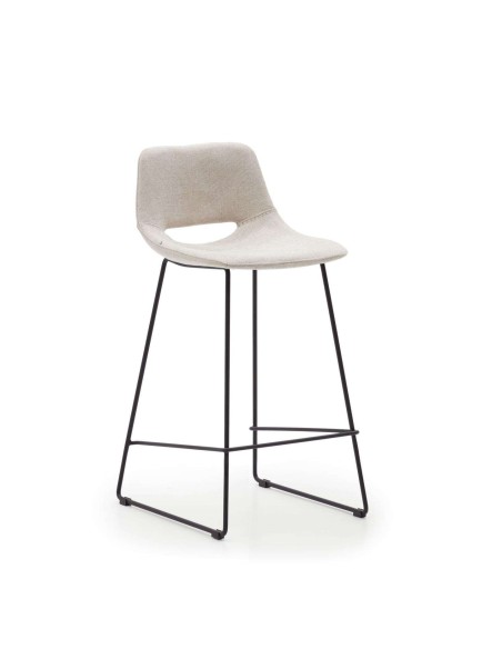 Taburete Zahara beige y acero con acabado negro altura 65 cm