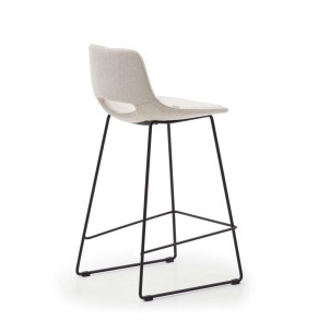 Taburete Zahara beige y acero con acabado negro altura 65 cm 2