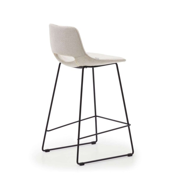 Taburete Zahara beige y acero con acabado negro altura 65 cm