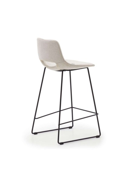 Taburete Zahara beige y acero con acabado negro altura 65 cm