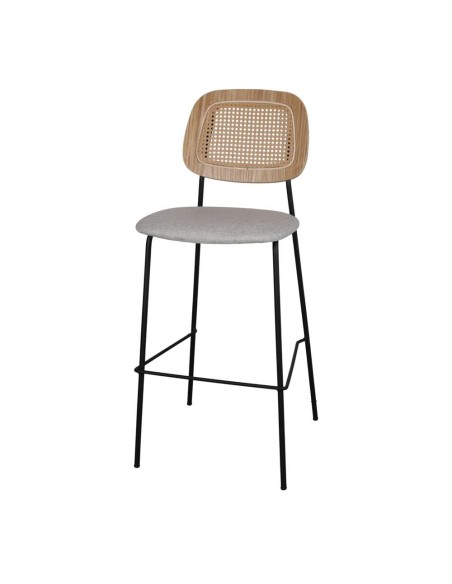 Taburete Alto CARDINAL 75 cm, Metal / Ratán / Textil Arena
